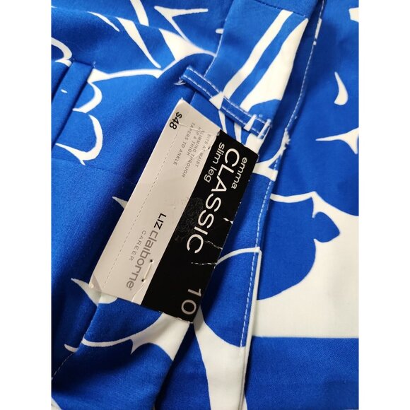 LIZ CLAIBORNE WOMENS SIZE 10 CROPPED CAPRI PANTS BLUE PATTERN EMMA ANKLE NEW - Picture 8 of 8